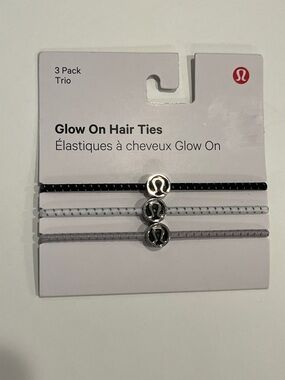 lululemon athletica Glow On Hair Ties - Black, White, Gray - 3 Pack